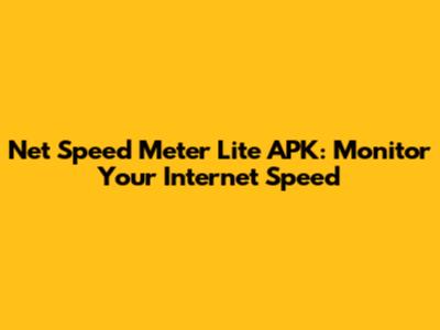 Net Speed Meter Lite APK: Monitor Your Internet Speed