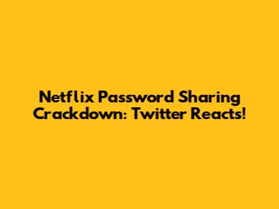 Netflix Password Sharing Crackdown: Twitter Reacts!