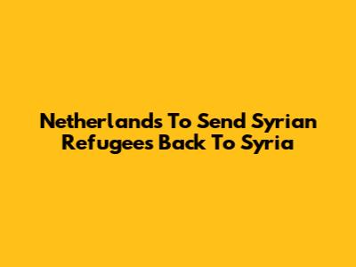 Netherlands To Send Syrian Refugees Back To Syria