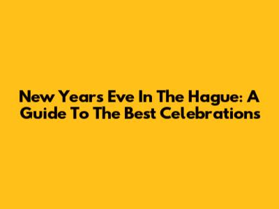 New Year's Eve In The Hague: A Guide To The Best Celebrations