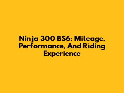 Ninja 300 BS6: Mileage, Performance, And Riding Experience