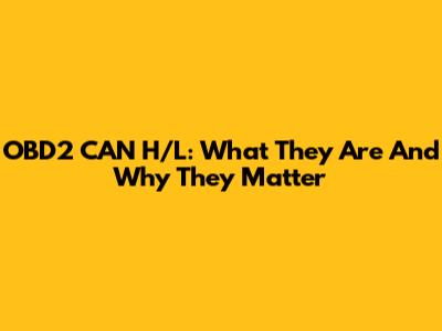 OBD2 CAN H/L: What They Are And Why They Matter