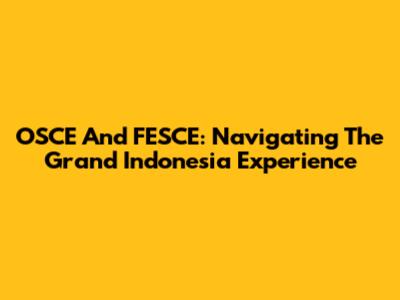 OSCE And FESCE: Navigating The Grand Indonesia Experience