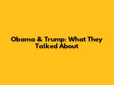 Obama & Trump: What They Talked About