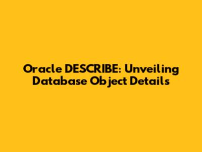 Oracle DESCRIBE: Unveiling Database Object Details