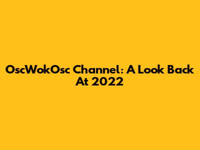 OscWokOsc Channel: A Look Back At 2022