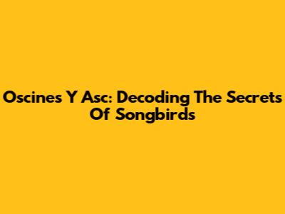Oscines Y Asc: Decoding The Secrets Of Songbirds