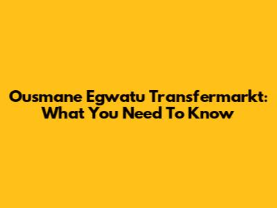 Ousmane Egwatu Transfermarkt: What You Need To Know
