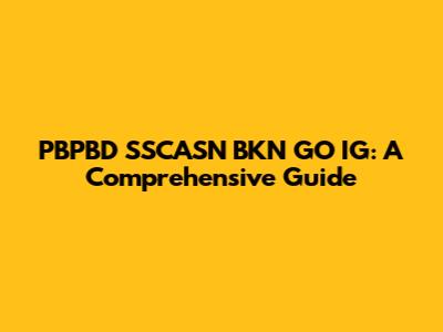 PBPBD SSCASN BKN GO IG: A Comprehensive Guide