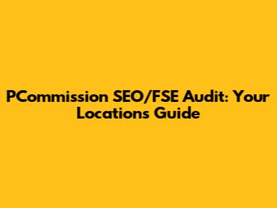 PCommission SEO/FSE Audit: Your Location's Guide