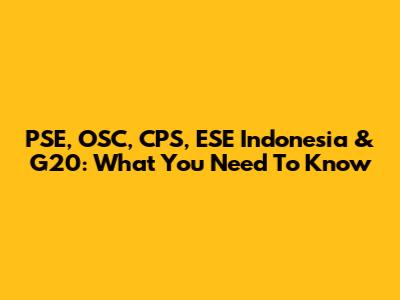 PSE, OSC, CPS, ESE Indonesia & G20: What You Need To Know