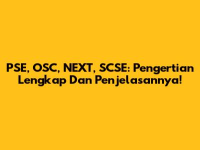 PSE, OSC, NEXT, SCSE: Pengertian Lengkap Dan Penjelasannya!