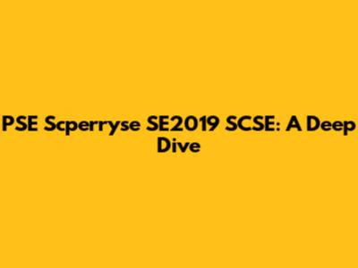 PSE Scperryse SE2019 SCSE: A Deep Dive
