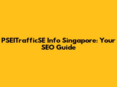 PSEITrafficSE Info Singapore: Your SEO Guide