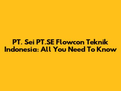 PT. Sei PT.SE Flowcon Teknik Indonesia: All You Need To Know