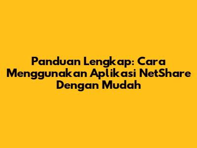 Panduan Lengkap: Cara Menggunakan Aplikasi NetShare Dengan Mudah