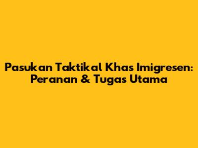 Pasukan Taktikal Khas Imigresen: Peranan & Tugas Utama