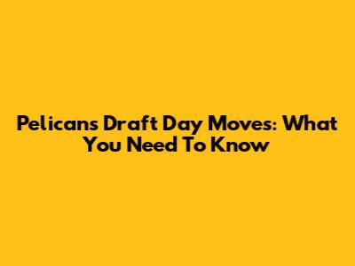 Pelicans Draft Day Moves: What You Need To Know