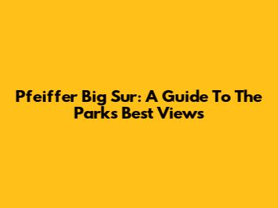 Pfeiffer Big Sur: A Guide To The Park's Best Views