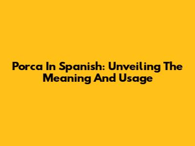 Porca In Spanish: Unveiling The Meaning And Usage