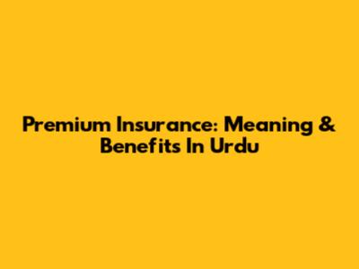 Premium Insurance: Meaning & Benefits In Urdu