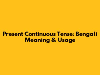 Present Continuous Tense: Bengali Meaning & Usage