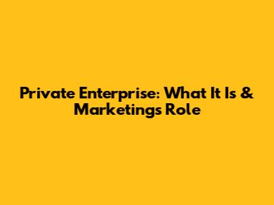 Private Enterprise: What It Is & Marketing's Role