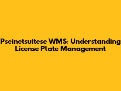 Pseinetsuitese WMS: Understanding License Plate Management
