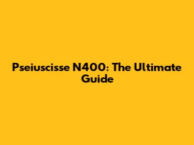 Pseiuscisse N400: The Ultimate Guide
