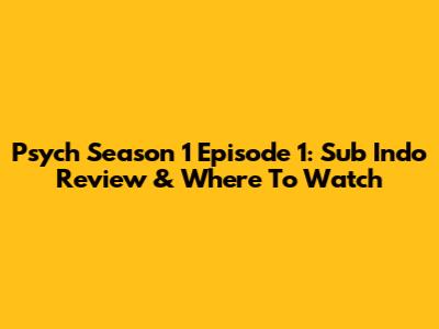 Psych Season 1 Episode 1: Sub Indo Review & Where To Watch