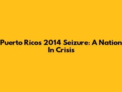 Puerto Rico's 2014 Seizure: A Nation In Crisis