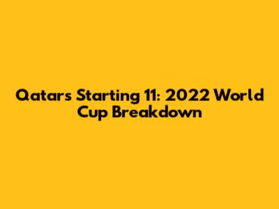 Qatar's Starting 11: 2022 World Cup Breakdown