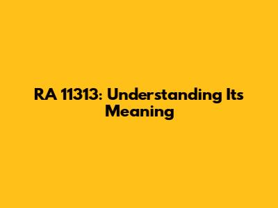 RA 11313: Understanding Its Meaning