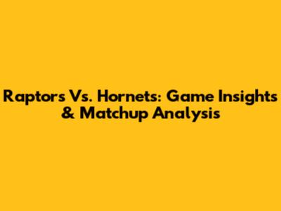 Raptors Vs. Hornets: Game Insights & Matchup Analysis