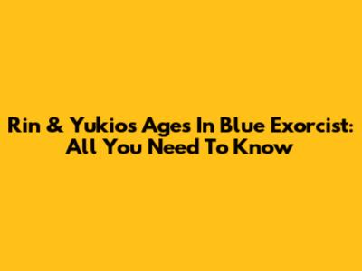 Rin & Yukio's Ages In Blue Exorcist: All You Need To Know