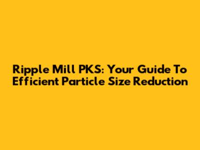 Ripple Mill PKS: Your Guide To Efficient Particle Size Reduction