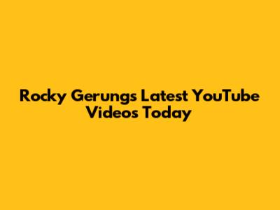 Rocky Gerung's Latest YouTube Videos Today
