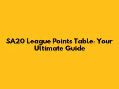 SA20 League Points Table: Your Ultimate Guide