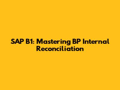 SAP B1: Mastering BP Internal Reconciliation