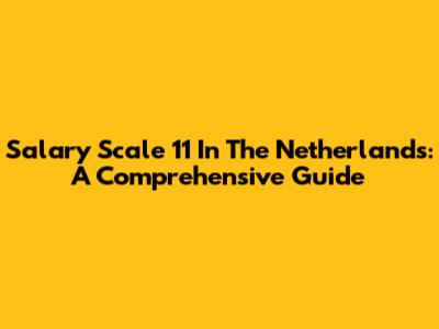 Salary Scale 11 In The Netherlands: A Comprehensive Guide