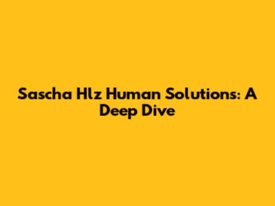 Sascha Hlz Human Solutions: A Deep Dive