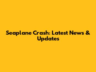 Seaplane Crash: Latest News & Updates