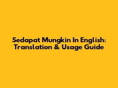 Sedapat Mungkin In English: Translation & Usage Guide