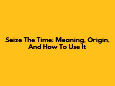 Seize The Time: Meaning, Origin, And How To Use It