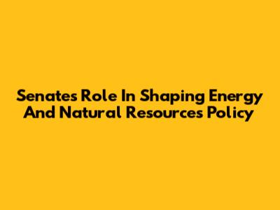 Senate's Role In Shaping Energy And Natural Resources Policy