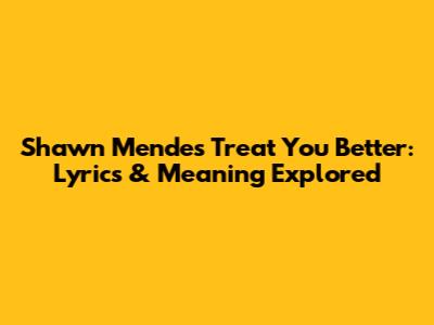 Shawn Mendes' Treat You Better: Lyrics & Meaning Explored