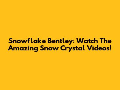 Snowflake Bentley: Watch The Amazing Snow Crystal Videos!