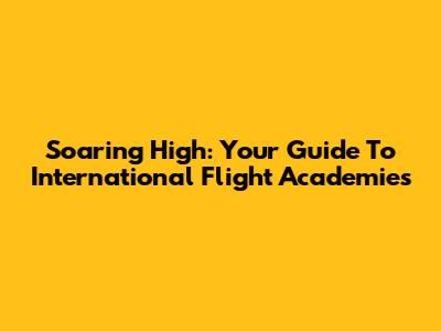 Soaring High: Your Guide To International Flight Academies