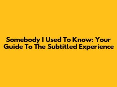 Somebody I Used To Know: Your Guide To The Subtitled Experience