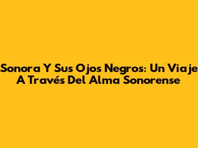 Sonora Y Sus Ojos Negros: Un Viaje A Través Del Alma Sonorense